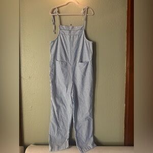 Linen Striped Overalls – Adjustable Tie Straps
